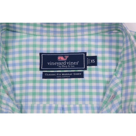 Vineyard Vines Green/Blue/White Check Murray Button-Down Dress Shirt XS - Picture 7 of 8